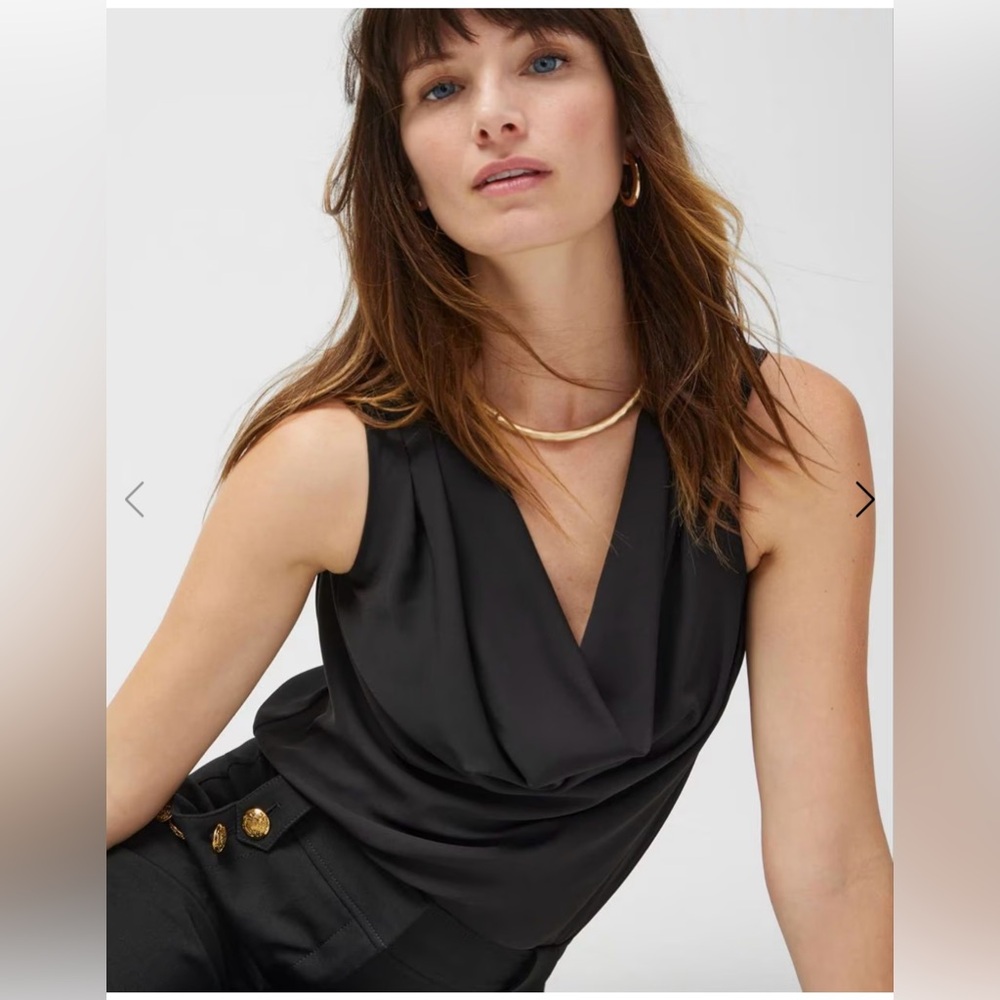 White House Black Market Cowl Neck Tank sleeveless camisole Blouse Black Size S